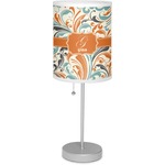 Orange & Blue Leafy Swirls Lamp with Drum Shade (Personalized)