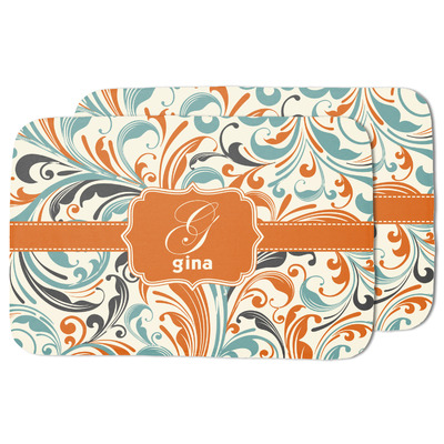 Orange & Blue Leafy Swirls Dish Drying Mat (Personalized)