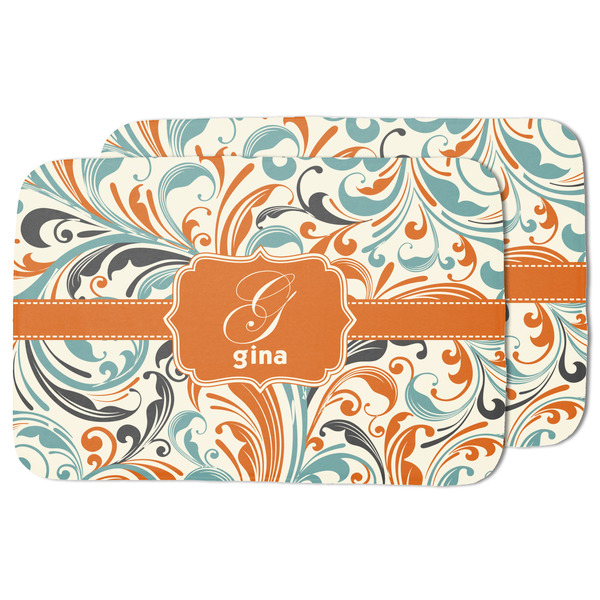 Orange & Blue Leafy Swirls Drying Dish Mat - MAIN