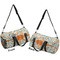 Orange & Blue Leafy Swirls Duffle bag small front and back sides