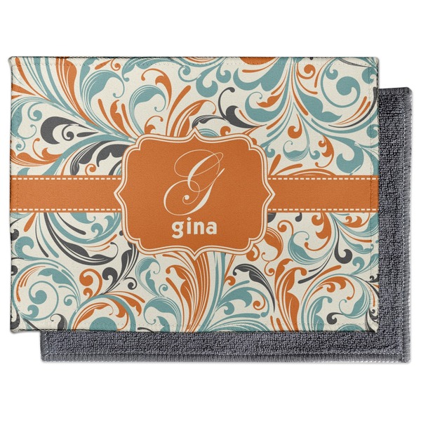 Orange & Blue Leafy Swirls Electronic Screen Wipe - Flat