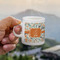 Orange & Blue Leafy Swirls Espresso Cup - 3oz LIFESTYLE (new hand)