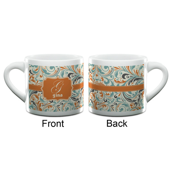 Orange & Blue Leafy Swirls Espresso Cup - 6oz (Double Shot) (APPROVAL)