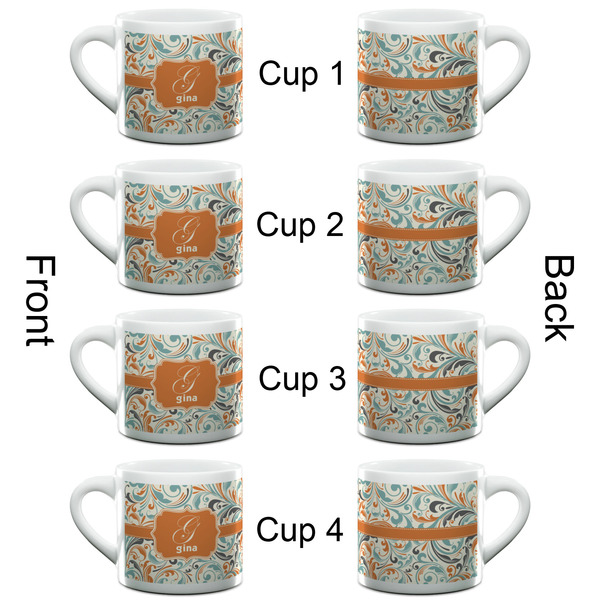 Orange & Blue Leafy Swirls Espresso Cup - 6oz (Double Shot Set of 4) APPROVAL