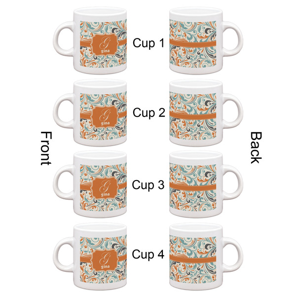 Orange & Blue Leafy Swirls Espresso Cup Set of 4 - Apvl