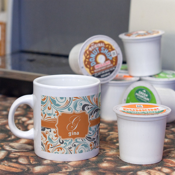 Orange & Blue Leafy Swirls Espresso Cup - Single Lifestyle