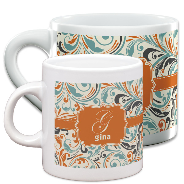 Orange & Blue Leafy Swirls Espresso Mugs - Main Parent