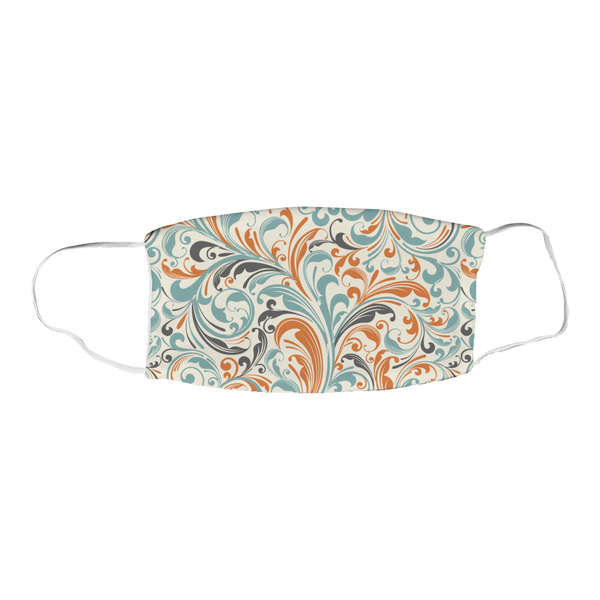 Orange & Blue Leafy Swirls Fabric Face Mask