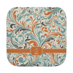 Orange & Blue Leafy Swirls Face Towel (Personalized)