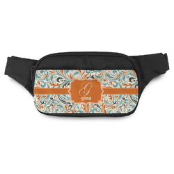 Orange & Blue Leafy Swirls Fanny Pack - Modern Style (Personalized)