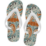 Orange & Blue Leafy Swirls Flip Flops - XSmall (Personalized)