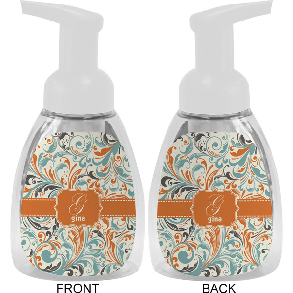 Orange & Blue Leafy Swirls Foam Soap Bottle Approval - White