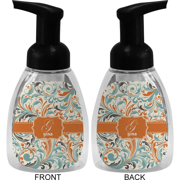 Orange & Blue Leafy Swirls Foam Soap Bottle (Front & Back)