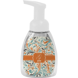 Orange & Blue Leafy Swirls Foam Soap Bottle - White (Personalized)