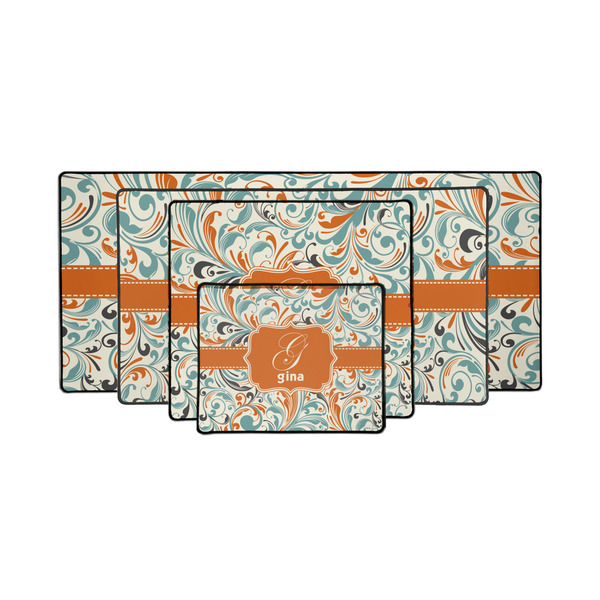 Orange & Blue Leafy Swirls Gaming Mats - PARENT/MAIN