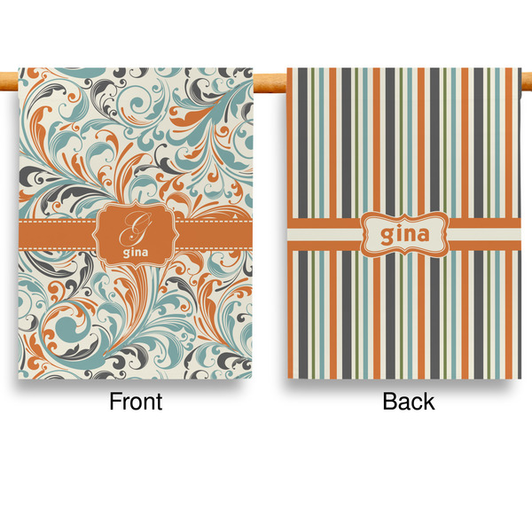 Orange & Blue Leafy Swirls Garden Flags - Large - Double Sided - APPROVAL