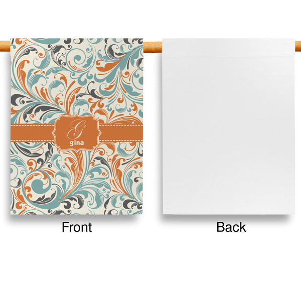 Orange & Blue Leafy Swirls Garden Flags - Large - Single Sided - APPROVAL