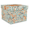 Orange & Blue Leafy Swirls Gift Box with Lid - Canvas Wrapped - X-Large (Personalized)