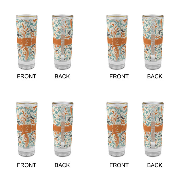 Orange & Blue Leafy Swirls Glass Shot Glass - 2 oz - Set of 4 - APPROVAL