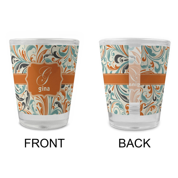 Orange & Blue Leafy Swirls Glass Shot Glass - Standard - APPROVAL