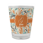 Orange & Blue Leafy Swirls Glass Shot Glass - 1.5 oz - Set of 4 (Personalized)