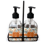 Orange & Blue Leafy Swirls Glass Soap & Lotion Bottle Set (Personalized)
