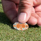 Orange & Blue Leafy Swirls Golf Ball Marker - Hand