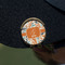 Orange & Blue Leafy Swirls Golf Ball Marker Hat Clip - Gold - On Hat