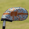 Orange & Blue Leafy Swirls Golf Club Cover - Front