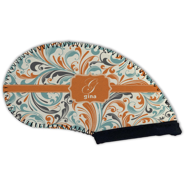Orange & Blue Leafy Swirls Golf Club Covers - BACK
