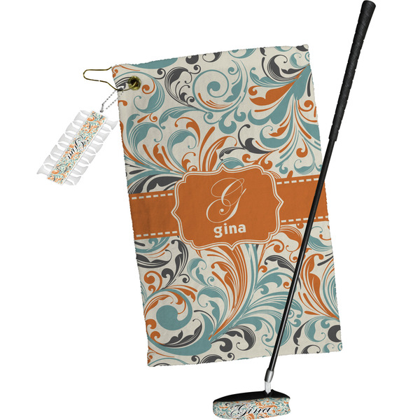Orange & Blue Leafy Swirls Golf Gift Kit (Full Print)