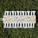 Orange & Blue Leafy Swirls Golf Tees & Ball Markers Set (Personalized)