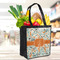 Orange & Blue Leafy Swirls Grocery Bag - LIFESTYLE