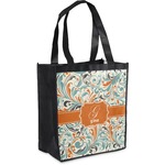 Orange & Blue Leafy Swirls Grocery Bag (Personalized)