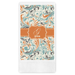 Orange & Blue Leafy Swirls Guest Towels - Full Color (Personalized)