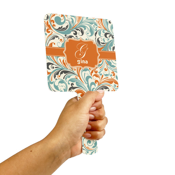 Orange & Blue Leafy Swirls Hand Mirrors - Alt View
