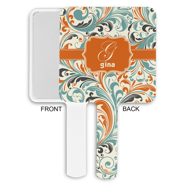 Orange & Blue Leafy Swirls Hand Mirrors - Approval