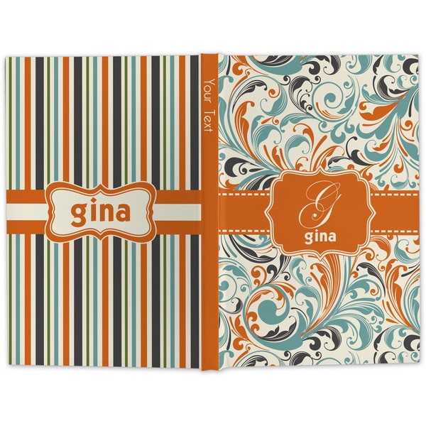Orange & Blue Leafy Swirls Hard Cover Journal - Apvl