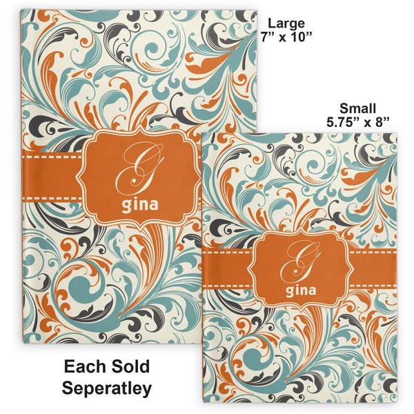 Orange & Blue Leafy Swirls Hard Cover Journal - Compare