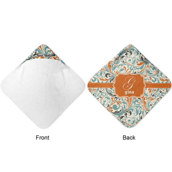 Orange & Blue Leafy Swirls Hooded Baby Towel- Approval