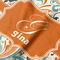 Orange & Blue Leafy Swirls Hooded Baby Towel- Detail Close Up