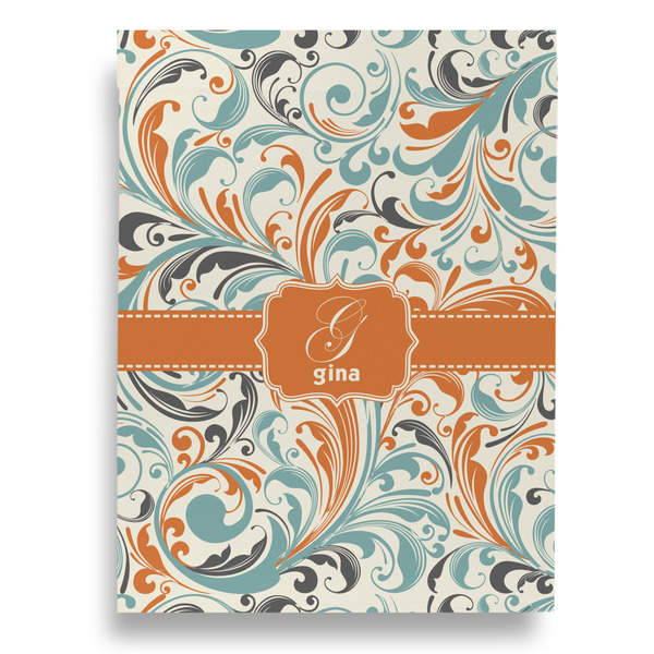 Orange & Blue Leafy Swirls House Flags - Double Sided - FRONT