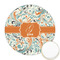 Orange & Blue Leafy Swirls Printed Cookie Topper - 2.5" (Personalized)