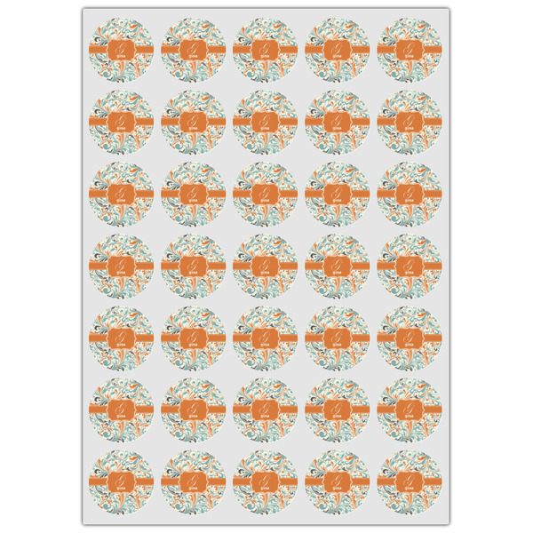 Orange & Blue Leafy Swirls Icing Circle - XSmall - Set of 35