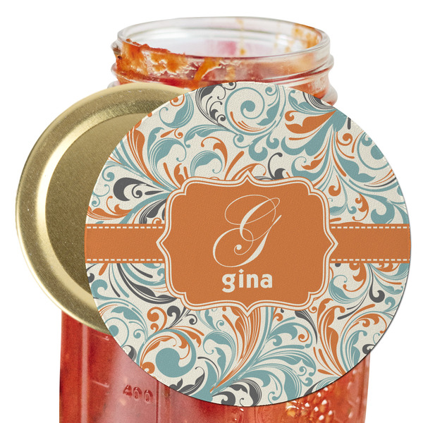 Custom Orange & Blue Leafy Swirls Jar Opener (Personalized)