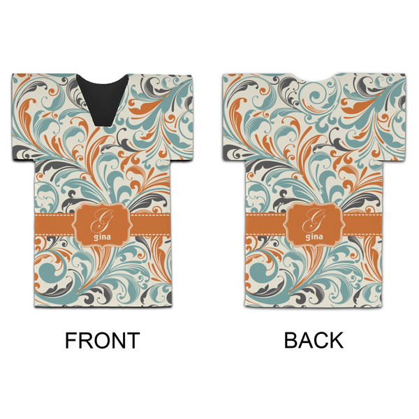 Orange & Blue Leafy Swirls Jersey Bottle Cooler - APPROVAL