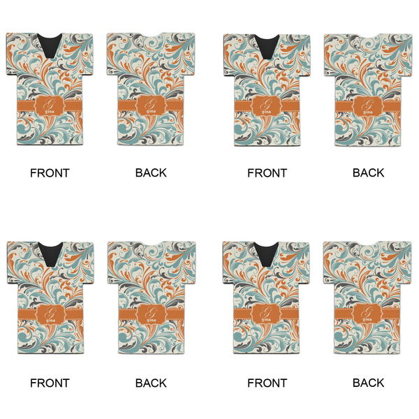 Orange & Blue Leafy Swirls Jersey Bottle Cooler - Set of 4 - APPROVAL