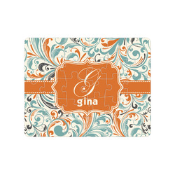 Orange & Blue Leafy Swirls Jigsaw Puzzles (Personalized)