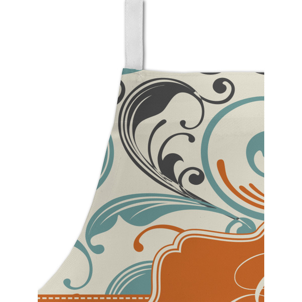 Orange & Blue Leafy Swirls Kid's Aprons - Detail