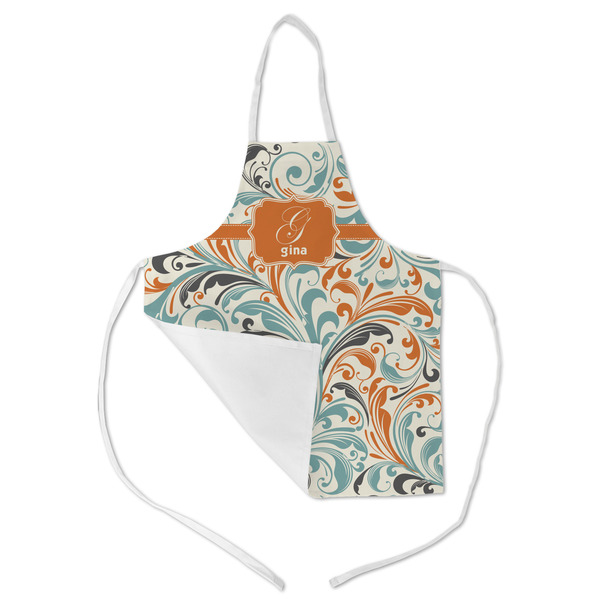 Orange & Blue Leafy Swirls Kid's Aprons - Medium - Main (med/lrg)
